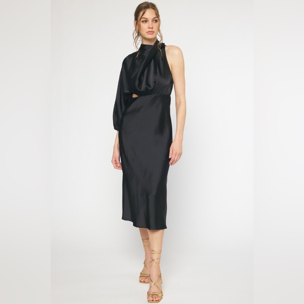 Elegant Black One-Shoulder Dress